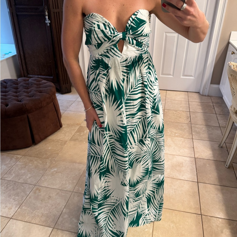 Milly Noah Palm Print Dress White/Green Size 8